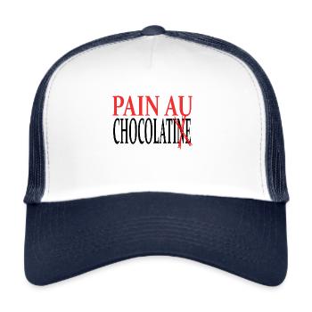 Pain au chocolat ou Chocolatine ? - Casquette trucker  - blanc/marine - Devant