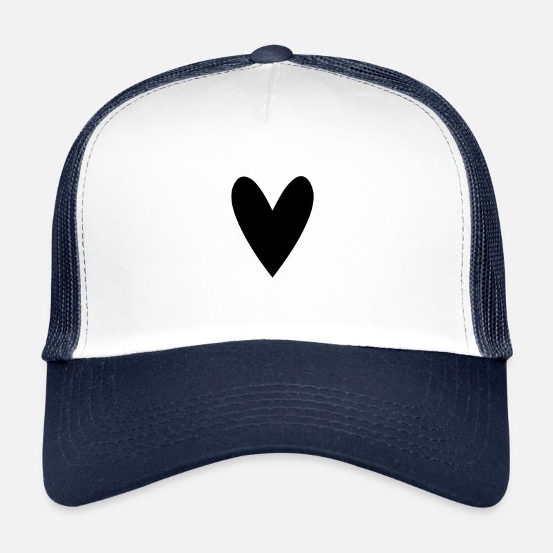Coeur noir - Casquette trucker  - blanc/marine