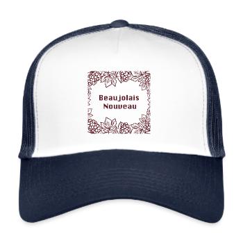 Beaujolais Nouveau Jour Vin 2018 Cadeau - Casquette trucker  - blanc/marine - Devant