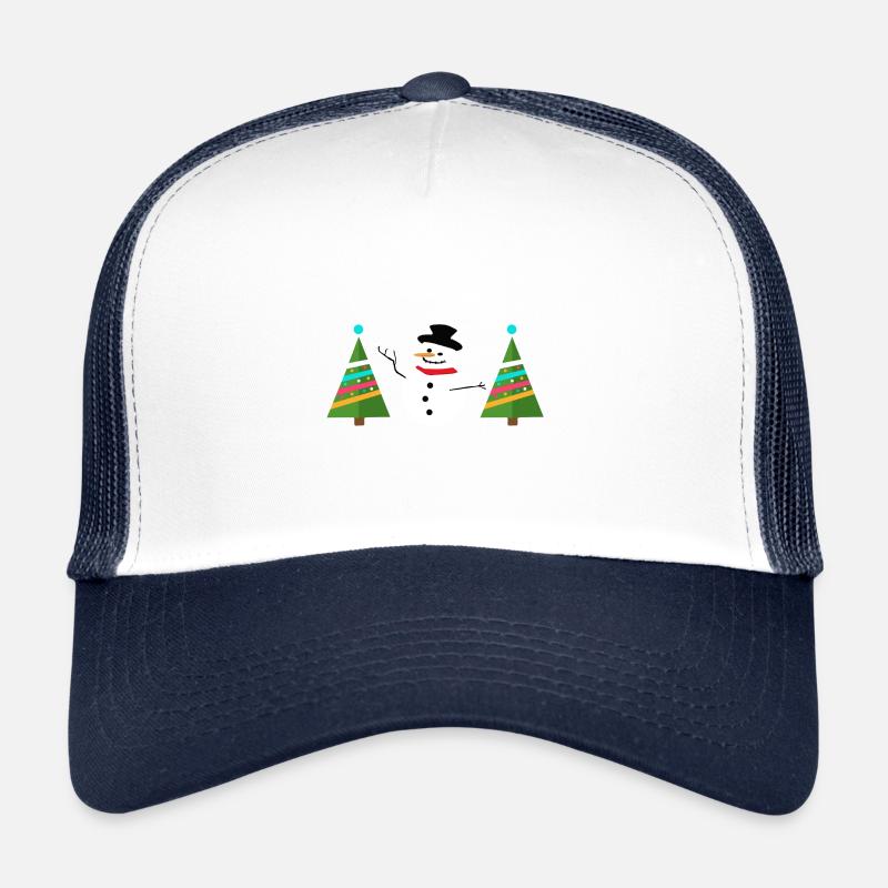 Snowman with Christmas tree Christmas tree Trucker Cap