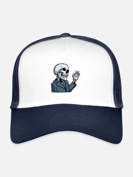 skull good - Trucker Cap - white/navy - Front