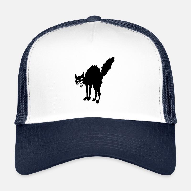 schwarze Katze I Antifa I Anarchy cat I Sab Cat - Trucker Cap - Weiß/Navy