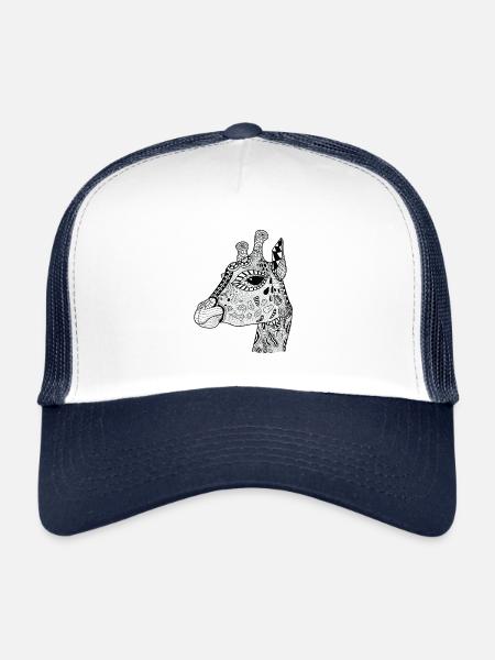 Giraffe drawing wildlife - Trucker Cap - white/navy - Front
