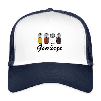Gewürze / Salz Pfeffer Chilli Curry - Trucker Cap - Weiß/Navy - Vorne