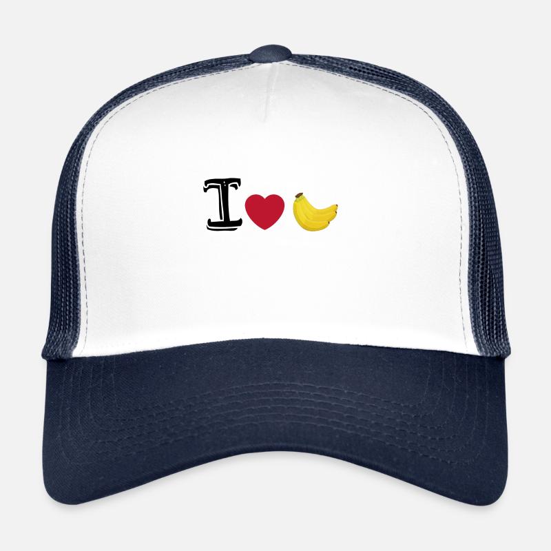 I love Bananen! Herz Ich Geschenk Geschenkidee - Trucker Cap - Weiß/Navy