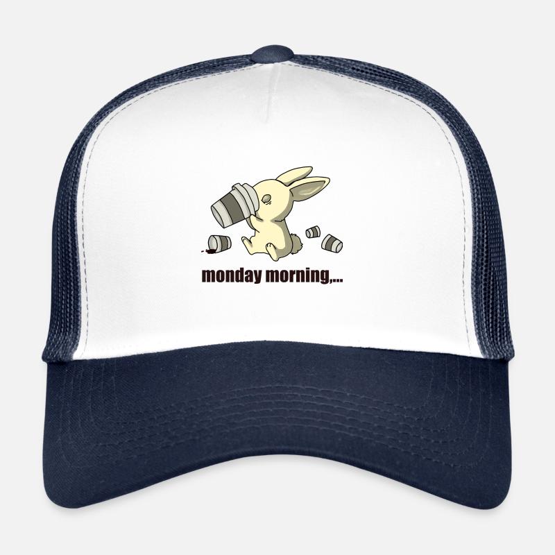 Montag Morgen Kaffee Morgenmuffel Geschenk Hase - Trucker Cap - Weiß/Navy