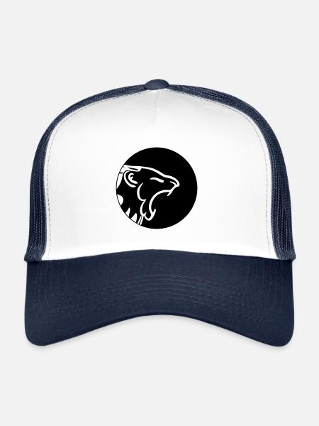 Tête de lion - Lion | Vecteur = changement de couleur possible - Casquette trucker  - blanc/marine - Devant