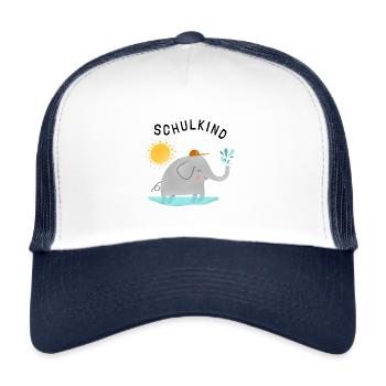Schulkind Elephant | Schulbeginn Geschenkidee - Trucker Cap - Weiß/Navy - Vorne