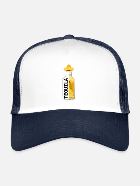 Bouteille de tequila - Casquette trucker  - blanc/marine - Devant