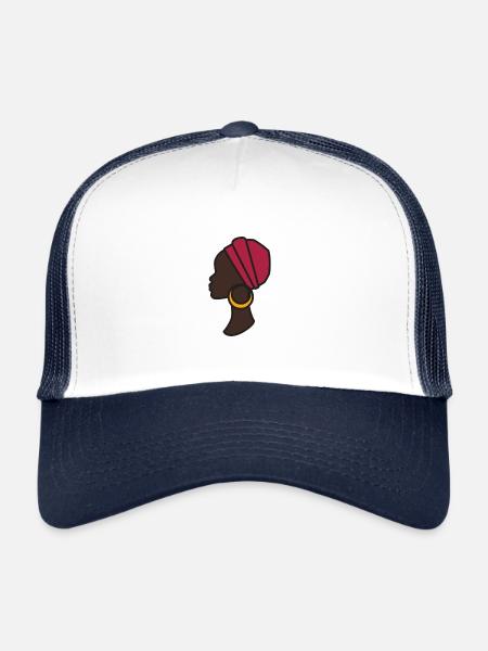 Femme africaine - Casquette trucker  - blanc/marine - Devant