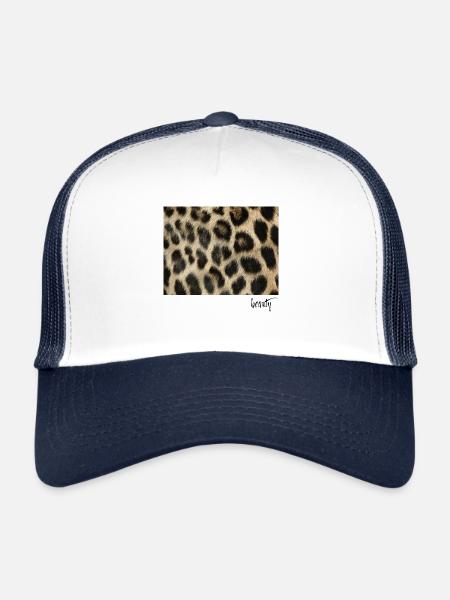 Léo Imprimer - Casquette trucker  - blanc/marine - Devant