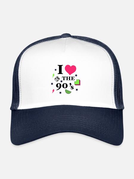 I Love the 90's années 90 90 - Casquette trucker  - blanc/marine - Devant