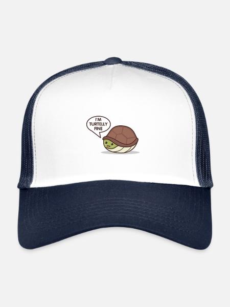 Tortue. Grand. Animaux. Optimiste. Drôle. - Casquette trucker  - blanc/marine - Devant