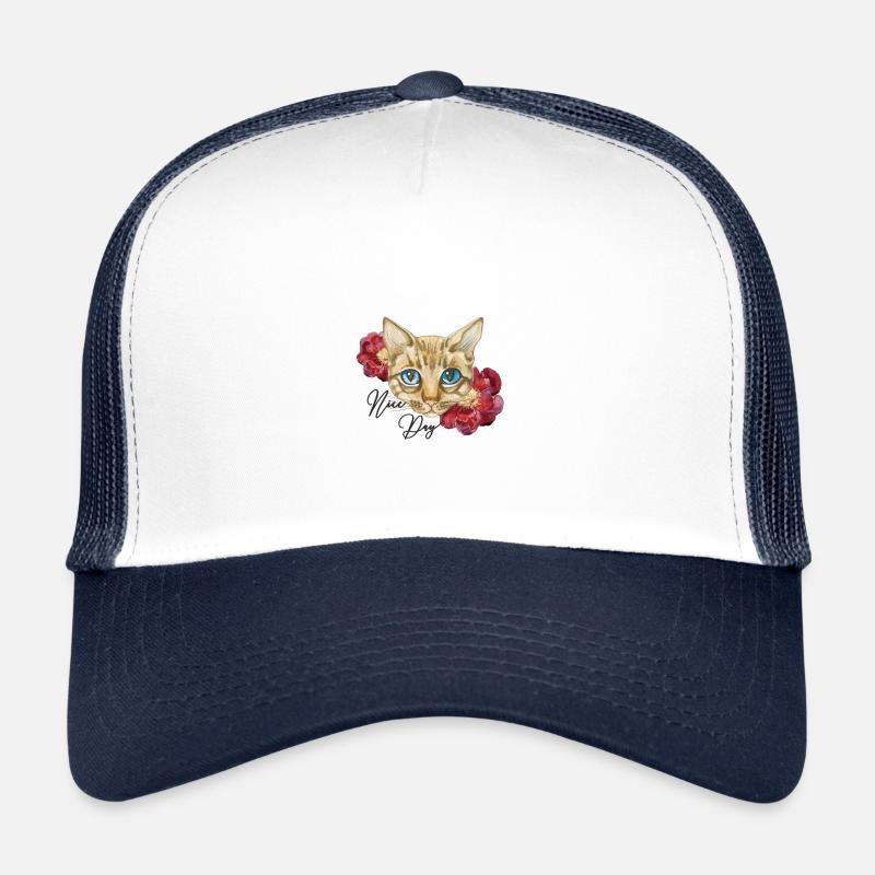 Katzen Cat Tierliebe - Trucker Cap - Weiß/Navy