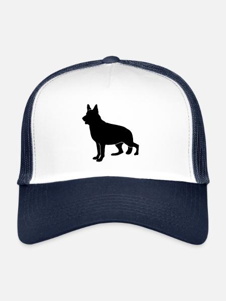 Silhouette allemande de Schaeferhund - Casquette trucker  - blanc/marine - Devant