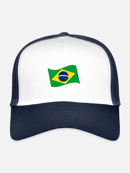 Drapeau brésilien - Casquette trucker  - blanc/marine - Devant