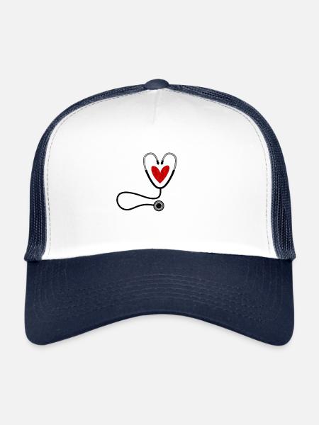 Medicine Stethoscope Doctor Nurse Profession - Trucker Cap - white/navy - Front