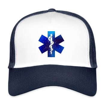 Médecin Médecin Médecin ambulancier ambulancier - Casquette trucker  - blanc/marine - Devant