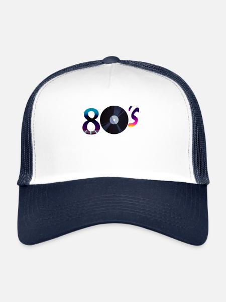 80s vinyl record vinyl music retro - Trucker Cap - white/navy - Front