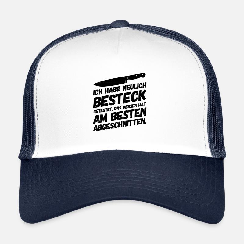 Kinderwitze Lustige Sprüche Messer - Trucker Cap - Weiß/Navy