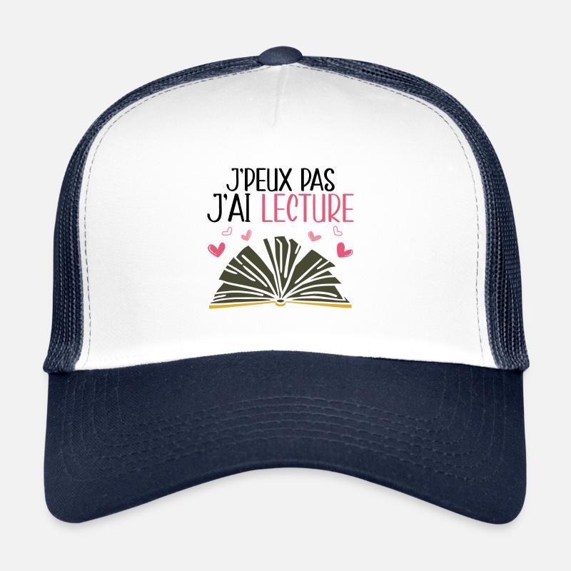 Je Peux Pas J'Ai Lecture - Casquette trucker  - blanc/marine