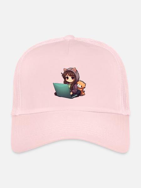 Cozy Cartoon Girl Homeage - Casquette trucker  - rose pâle - Devant