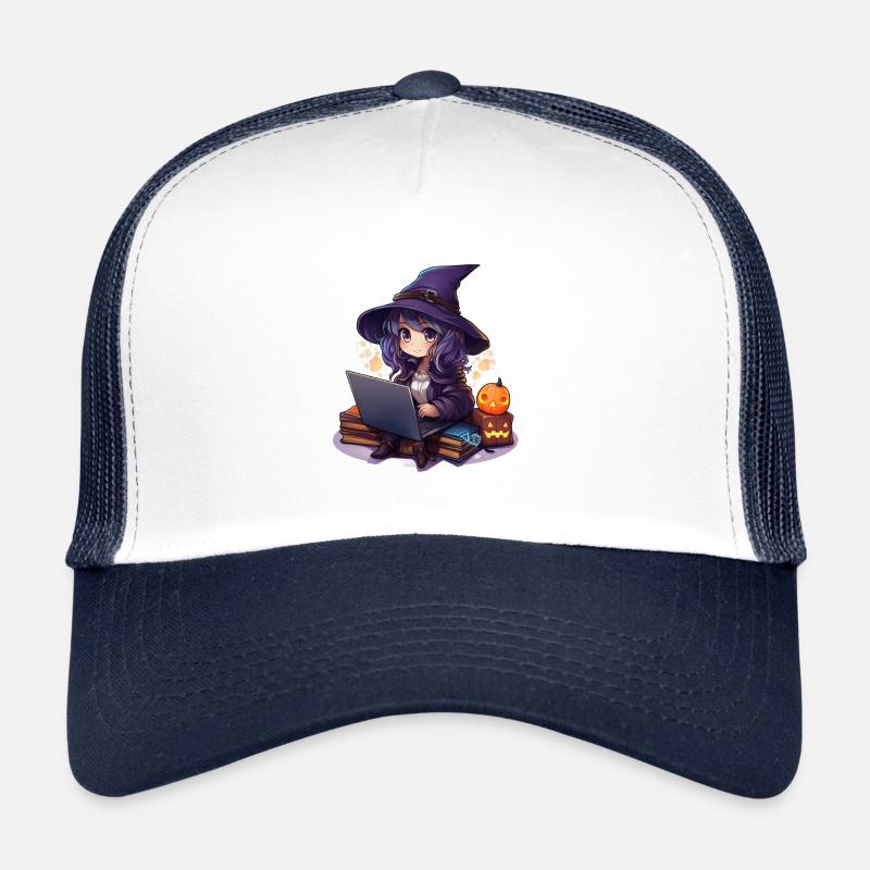 "Enchanting Witch Magic: Cartoonish Cutie!" - Trucker Cap - white/navy