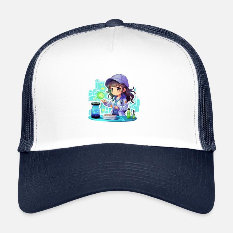 "Cute Anime Girl Conductor" - Trucker Cap - Weiß/Navy