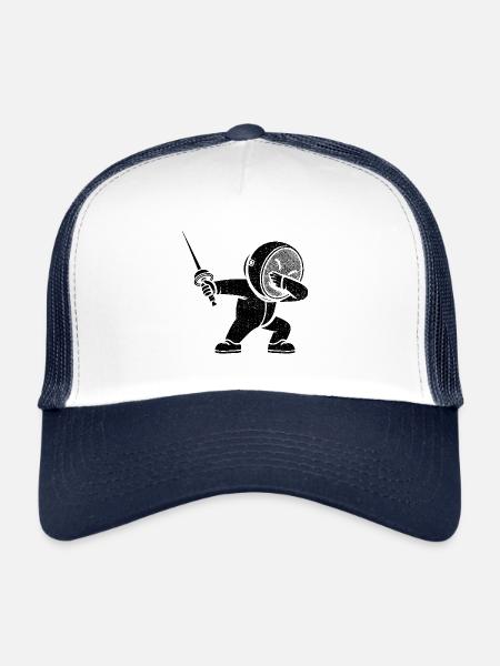 Dubbing Fencer Fence Sword Epee Fencing Athlete - Trucker Cap - white/navy - Front