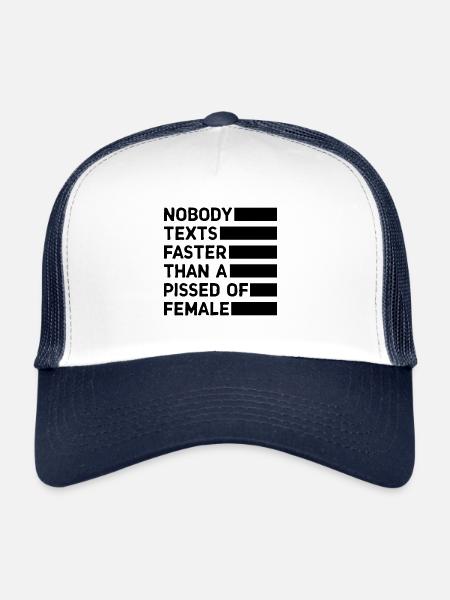 Personne n’envoie de SMS plus vite qu’une femme énervée - Casquette trucker  - blanc/marine - Devant