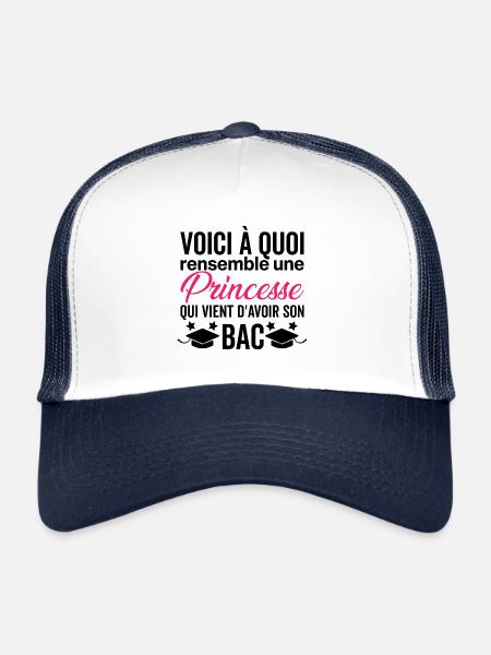Félicitations Bac 2025 Humour - Casquette trucker  - blanc/marine - Devant