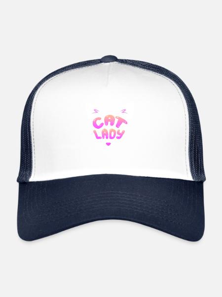 Cat Lady Cute Whiskers Feminine Feline Vibes - Trucker Cap - white/navy - Front