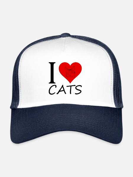 I love Cats - Casquette trucker  - blanc/marine - Devant