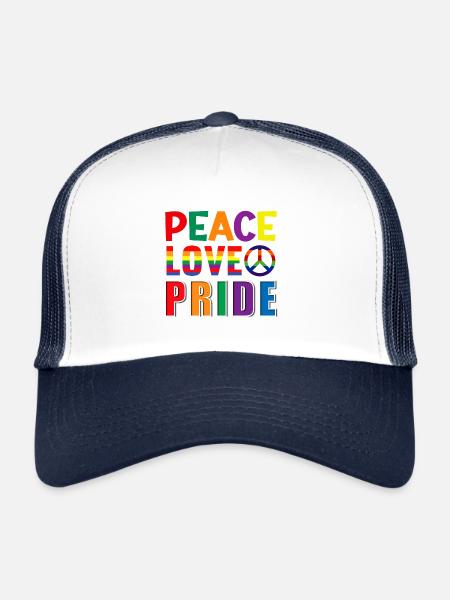 Peace Love pride LGBT - Trucker Cap - white/navy - Front