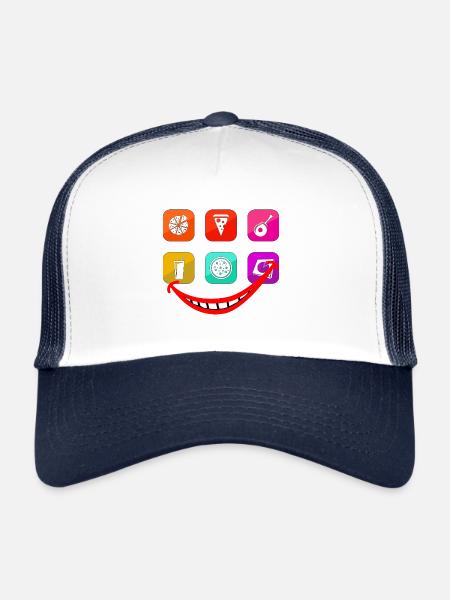 pizzafreude noir - Casquette trucker  - blanc/marine - Devant