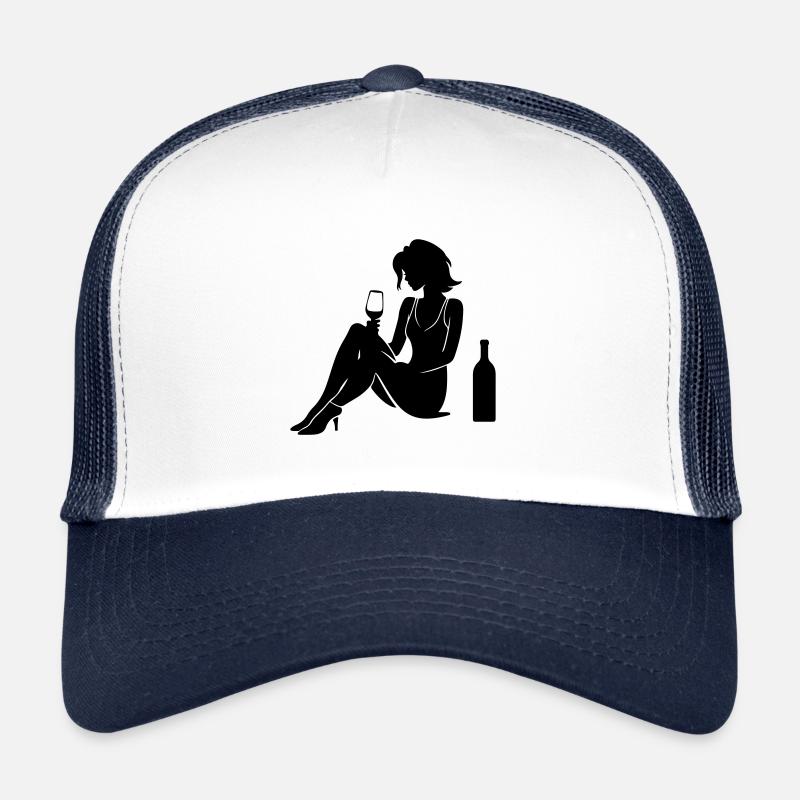 Woman Silhouette Celebrating Bottle Drinking Trucker Cap