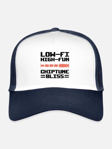 Chiptune, mélomane, groove au son des bips et du bloo - Casquette trucker  - blanc/marine - Devant