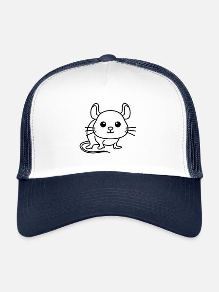 Mouse Comic Animal - Trucker Cap - white/navy - Front