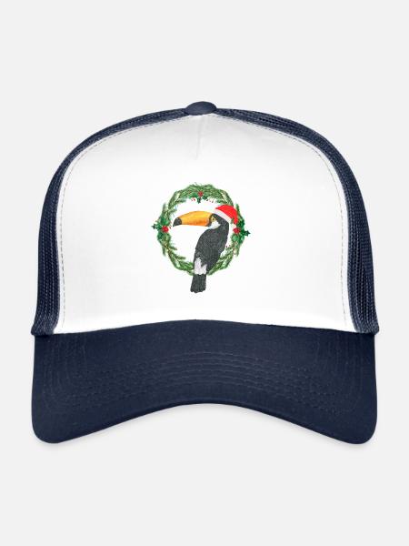 Cool funny merry Christmas Toucan bird present - Casquette trucker  - blanc/marine - Devant