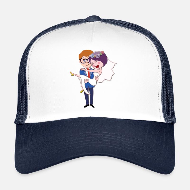 Mariage couple mariage - Casquette trucker  - blanc/marine
