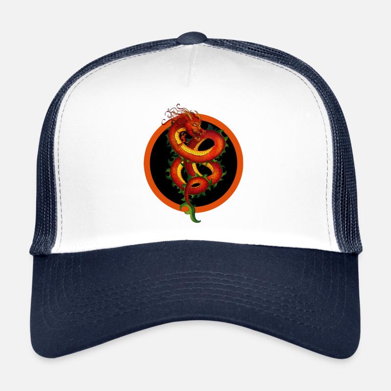 Chinesischer Drachen - Trucker Cap - Weiß/Navy