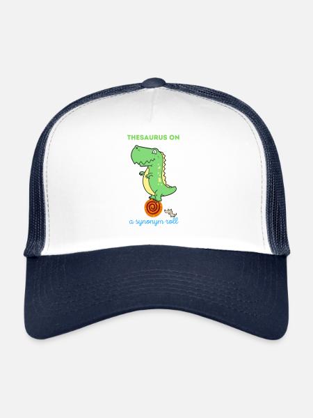 Dictionnaire des synonymes sur un rouleau de synonymes Dinosaure - Casquette trucker  - blanc/marine - Devant
