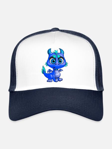 Baby Dragon Blue | Cute blue baby dragon - Trucker Cap - white/navy - Front