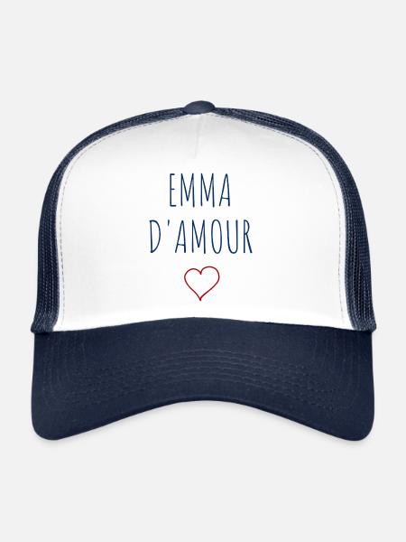 EMMA d'amour - COEUR - Casquette trucker  - blanc/marine - Devant