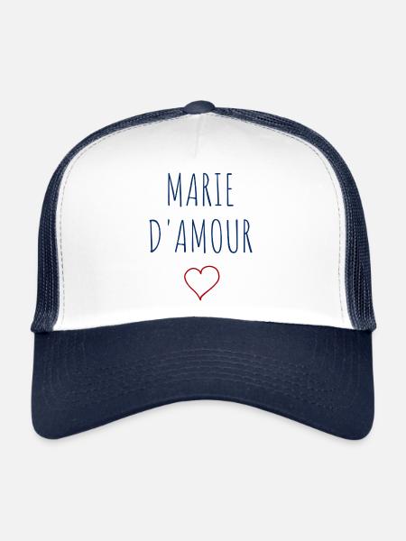 MARIE d'amour - COEUR - Casquette trucker  - blanc/marine - Devant