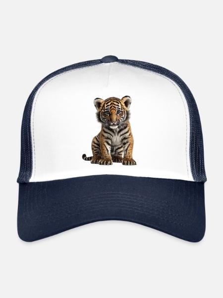 Mignon bébé tigre - Casquette trucker  - blanc/marine - Devant