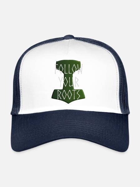 Suivez vos racines - Hammer Donar Thor Mjölnir - Casquette trucker  - blanc/marine - Devant