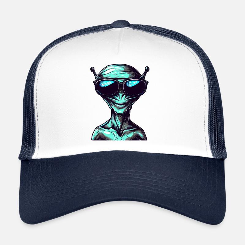 Cool Green Alien with Sunglasses Trucker Cap