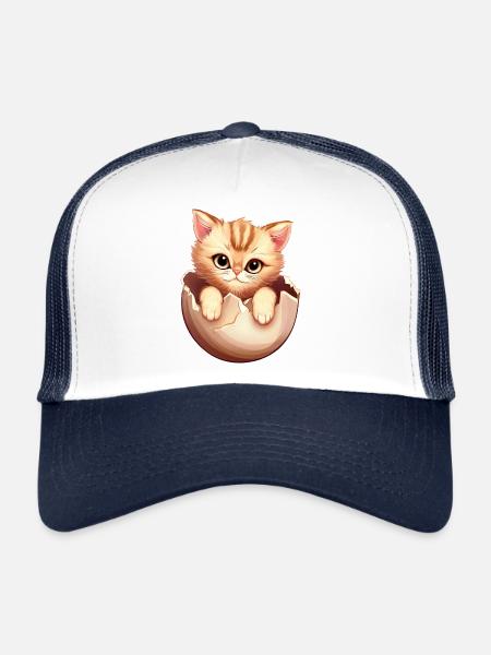 Kitten hatches from egg, Cute animal design - Trucker Cap - white/navy - Front
