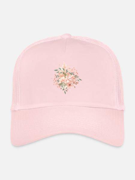 Style bohème floral - Casquette trucker  - rose pâle - Devant